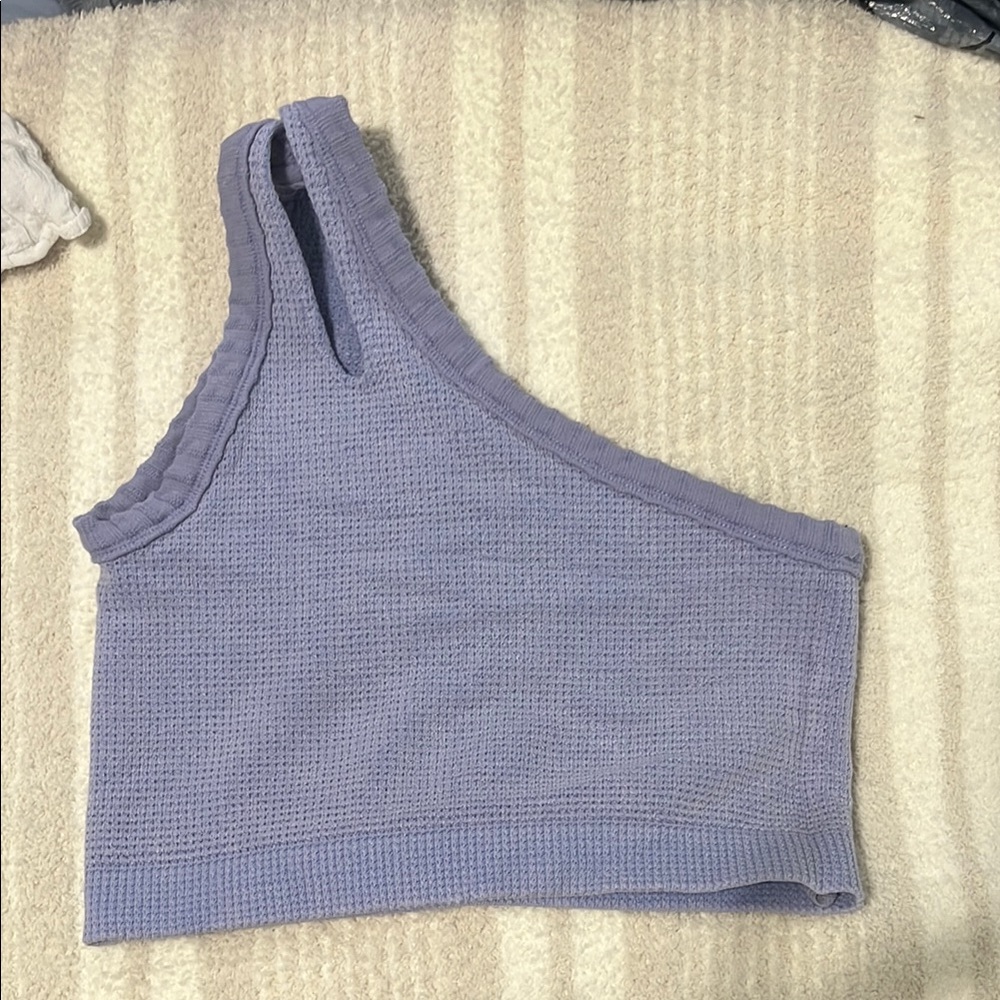Garage Purple Asymmetrical Ribbed Tank Top